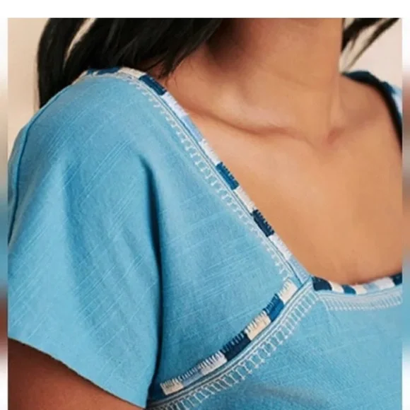 Faherty jetty shift embroidered blue dress - Picture 3 of 4